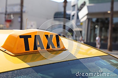 Yellow Cab in LA Stock Photo