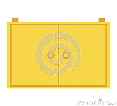 Yellow cabinet cartoon style. Simple furniture illustration, interior element. Child room wooden cabinet design vector Vector Illustration