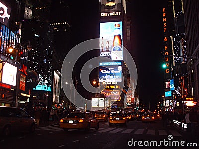 Yellow Cabs on Times Square, New York. Editorial Stock Photo