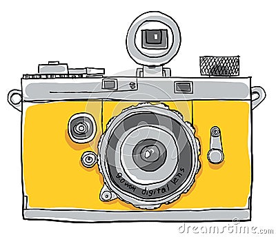 Yellow camera vintage painting line art Stock Photo