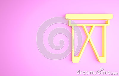 Yellow Camping portable folding chair icon isolated on pink background. Rest and relax equipment. Fishing seat Cartoon Illustration