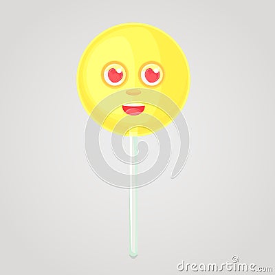 Yellow candy is an emotional icon. Vector Illustration