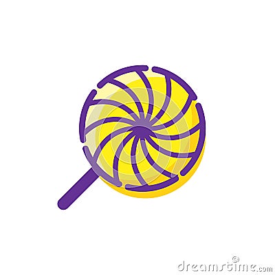 Yellow candy icon. Vector illustration. White background. Cartoon Illustration