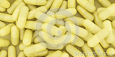 yellow capsules pills pharma medicine concept 3d render illustration Cartoon Illustration