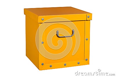 Yellow cardboard box, isolated. Stock Photo