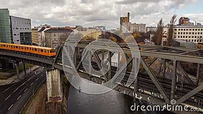 The yellow cars of the Berlin metro Editorial Stock Photo