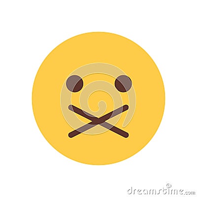 Yellow Cartoon Face Silent Shocked Emoji People Emotion Icon Vector Illustration