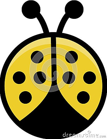 Yellow Cartoon Ladybird Vector Illustration