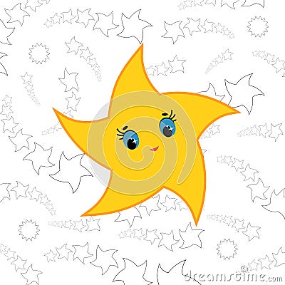 Yellow cartoon star. Simple flat vector illustration Vector Illustration