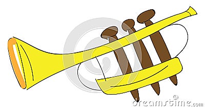 Yellow cartoon trumpet vector illustration Vector Illustration