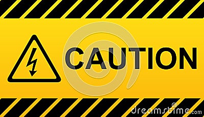 Yellow Caution Electricity Tape - Vector Illustration Stock Photo