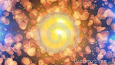 Yellow center with shapeless particles around Stock Photo