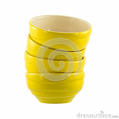 Yellow ceramic bowls Stock Photo