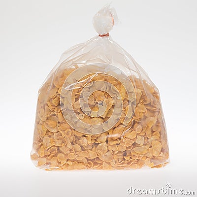 Yellow cereal bag isolated Stock Photo