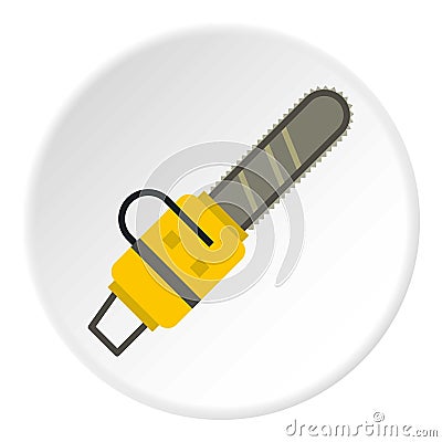 Yellow chainsaw icon circle Vector Illustration