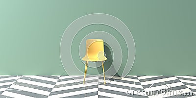 Yellow chair in a black and white stone floor room Stock Photo
