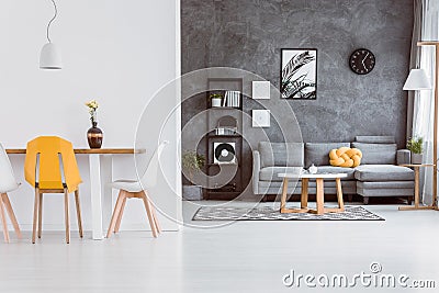 Yellow chair in living room Stock Photo