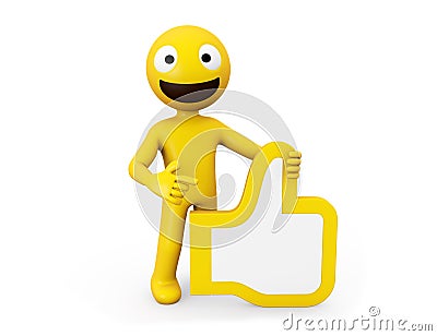 yellow character with approval icon Stock Photo