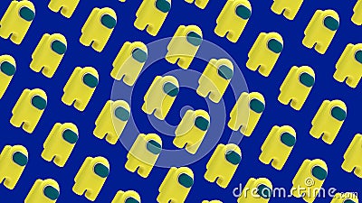 The yellow characters on a blue background. Robot for poster. 3d render illustration Cartoon Illustration