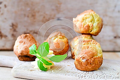 Yellow Cheese and cheese muffins Stock Photo