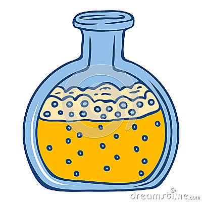 Yellow chemical flask icon, hand drawn style Vector Illustration