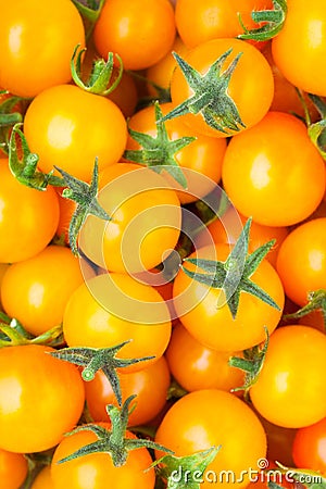 Yellow cherry tomato background Stock Photo