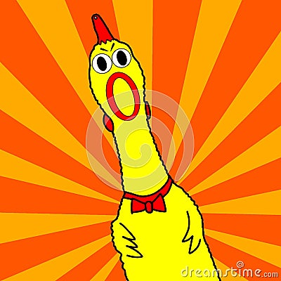 Yellow chicken on the sun Stock Photo