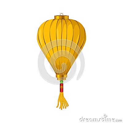 Yellow chinese paper lantern icon, cartoon style Vector Illustration