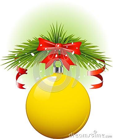 Yellow Christmas ball Vector Illustration