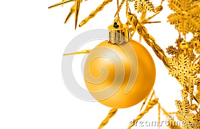 Yellow christmas ball Stock Photo