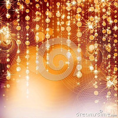 Yellow christmas lights background Stock Photo