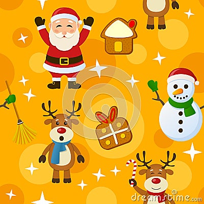 Yellow Christmas Seamless Pattern Vector Illustration