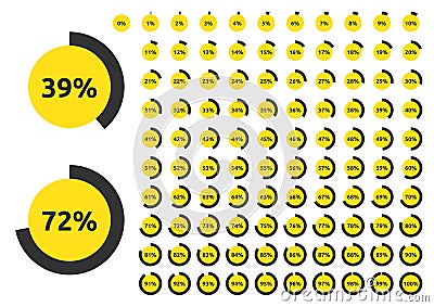 Yellow circle progress bar Vector Illustration