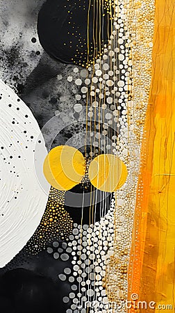 Yellow Circles Design Milk Warm Color Gold Silk Collages Dynamic Stock Photo