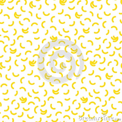 Yellow circular arc lines simple Banana seamless pattern. Abstract geometric background. Memphis style. Vector Vector Illustration