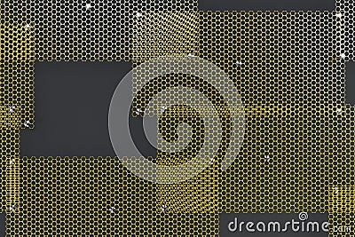 Yellow circular grates on dark grey background Cartoon Illustration