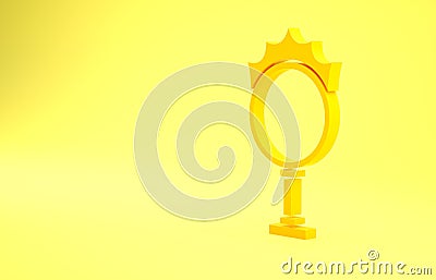 Yellow Circus fire hoop icon isolated on yellow background. Ring of fire flame. Round fiery frame. Minimalism concept Cartoon Illustration