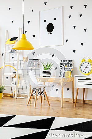 Desk in contrast color kindergarten Stock Photo