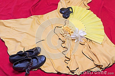 Yellow clothing for Flamenco dance Stock Photo