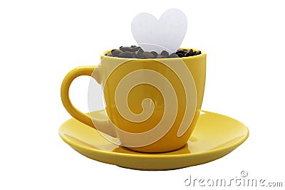 Yellow Coffee Love Stock Photo