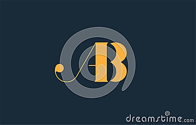 yellow color connected letter AB logo Vector Illustration
