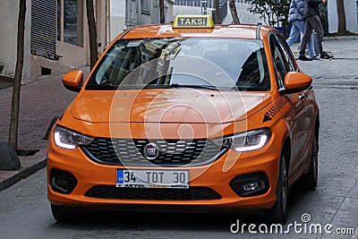 Yellow color Istanbul taxi car Editorial Stock Photo