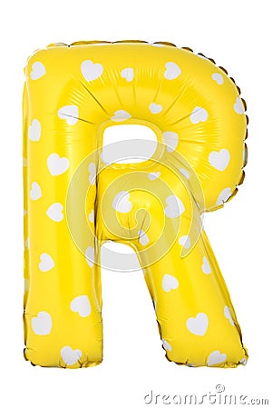 Yellow color letter R made of inflatable balloon Stock Photo