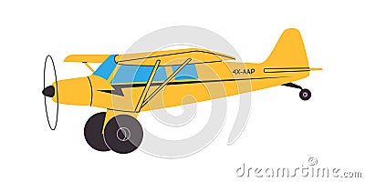 yellow color piper aircraft transportation with propeller and wing old vintage plane for airshow impressive Vector Illustration