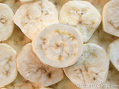 Yellow color sliced plantain banana Stock Photo