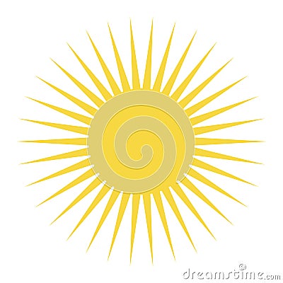 Yellow color Sun with long rays. Yellow sun icon vector eps10 Vector Illustration