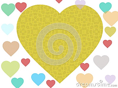 Yellow colour heart shape pattern filled beautiful design Stock Photo