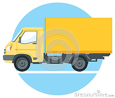 Yellow commercial truck Stock Photo