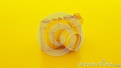 Yellow Compact Vintage Camera. 3D illustration Cartoon Illustration