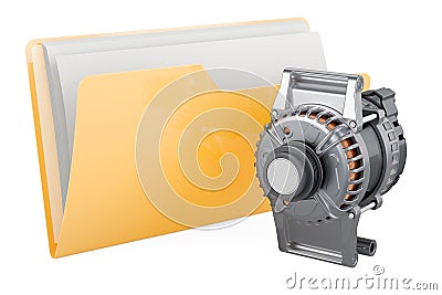 Yellow computer folder icon with starter, 3D rendering Stock Photo